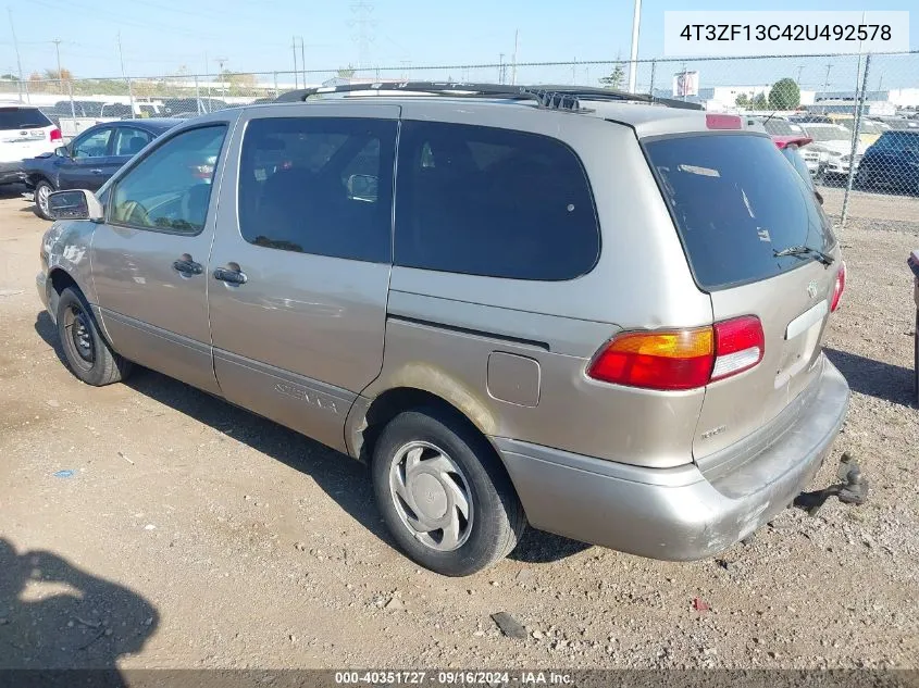 2002 Toyota Sienna Le VIN: 4T3ZF13C42U492578 Lot: 40351727