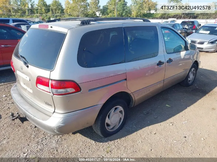 2002 Toyota Sienna Le VIN: 4T3ZF13C42U492578 Lot: 40351727