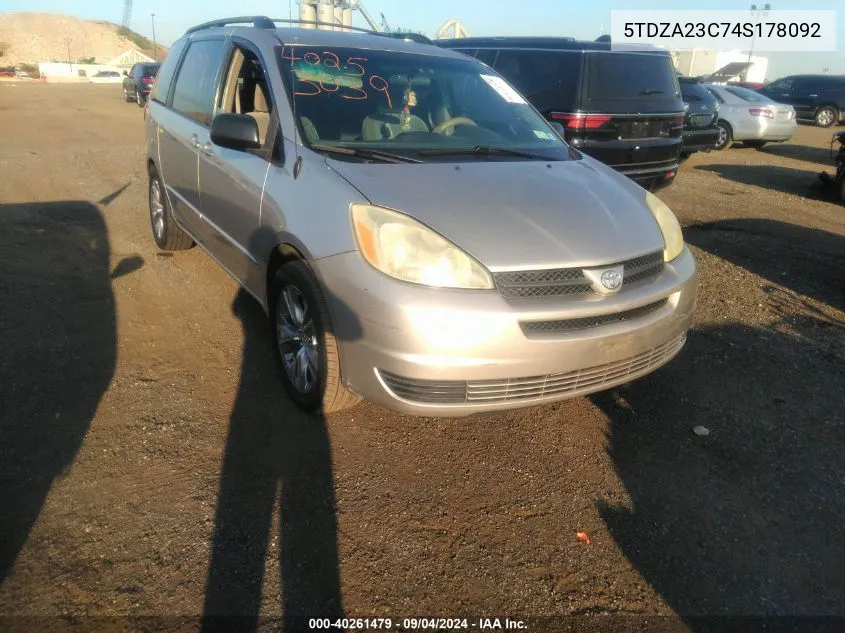 5TDZA23C74S178092 2004 Toyota Sienna Le