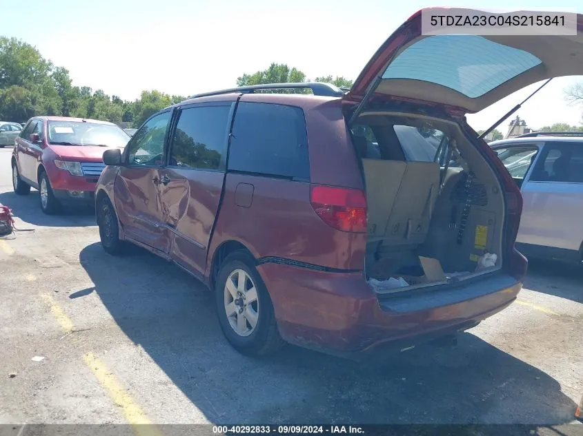 5TDZA23C04S215841 2004 Toyota Sienna Le