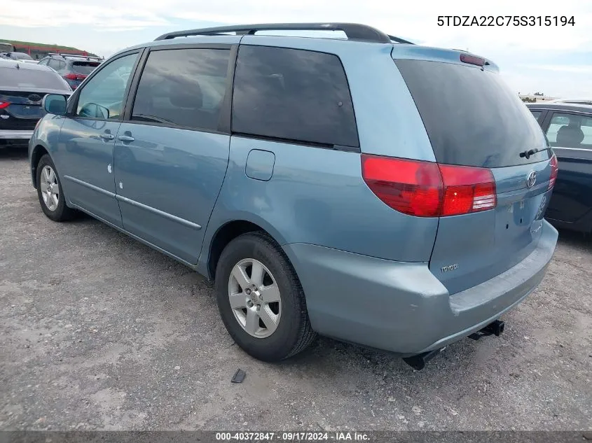 5TDZA22C75S315194 2005 Toyota Sienna Xle