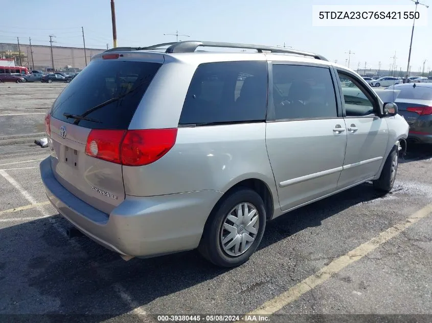 5TDZA23C76S421550 2006 Toyota Sienna Le