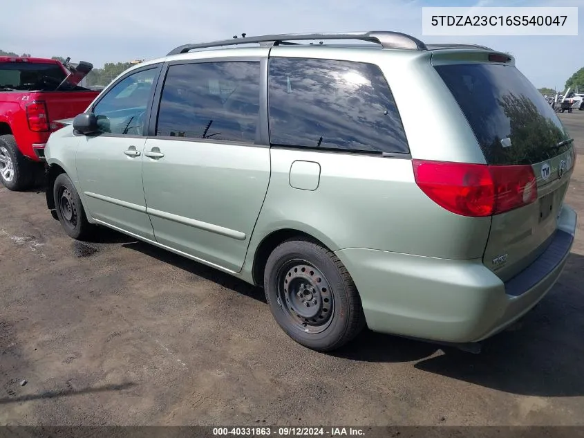 5TDZA23C16S540047 2006 Toyota Sienna Le