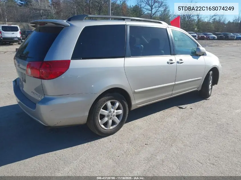 5TDBA22C16S074249 2006 Toyota Sienna Xle