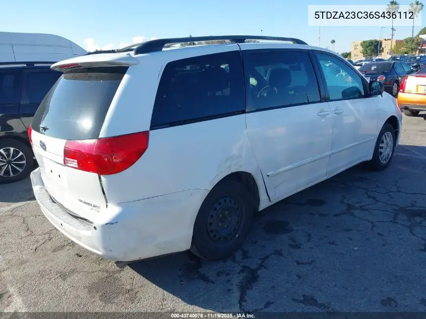 5TDZA23C36S436112 2006 Toyota Sienna Le