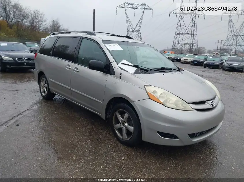 5TDZA23C86S494278 2006 Toyota Sienna Le