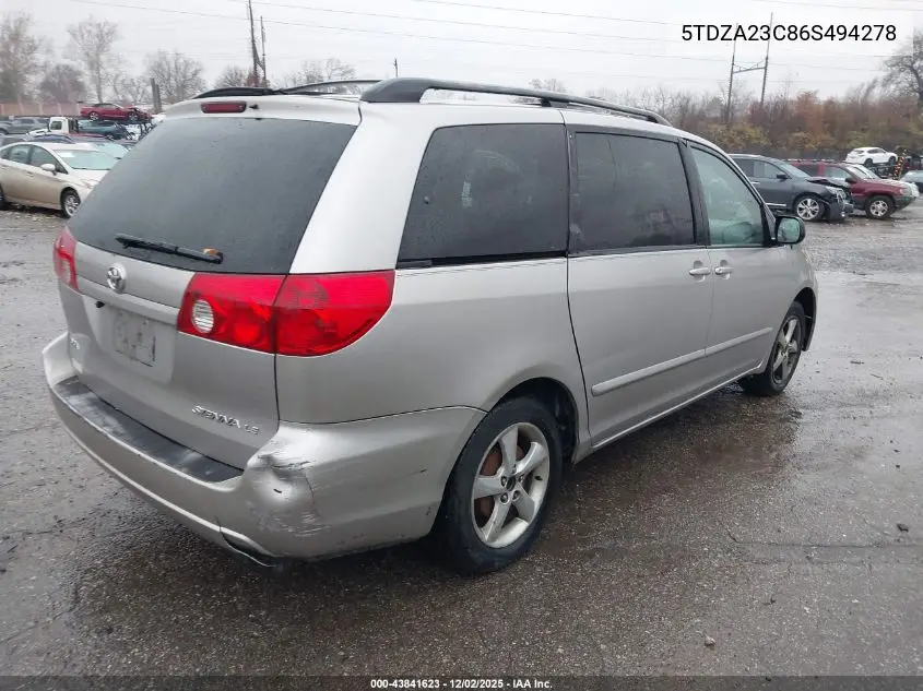 5TDZA23C86S494278 2006 Toyota Sienna Le