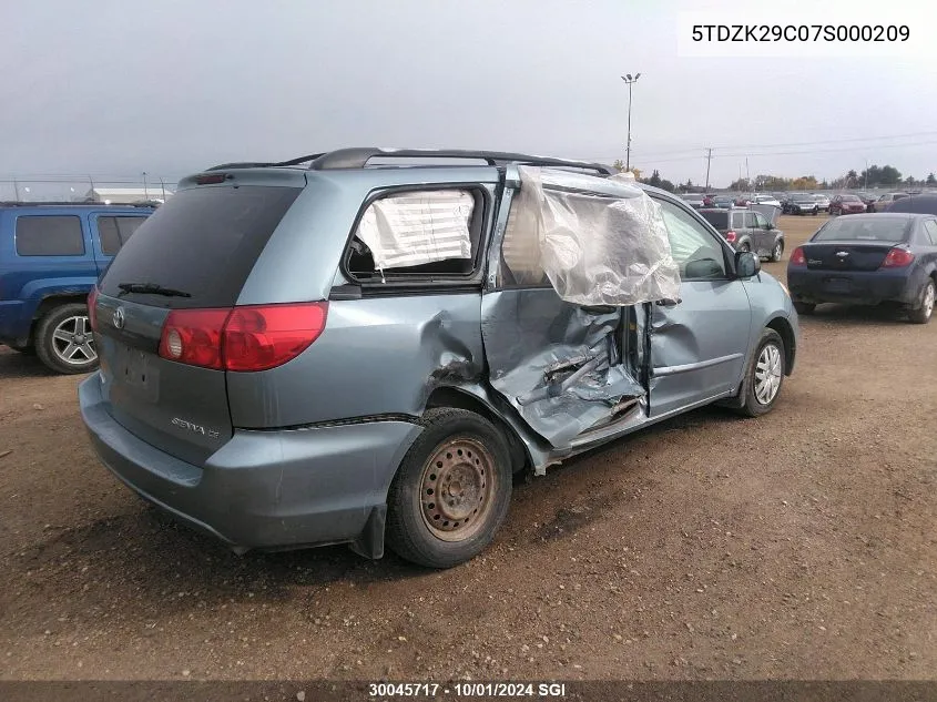 5TDZK29C07S000209 2007 Toyota Sienna Ce