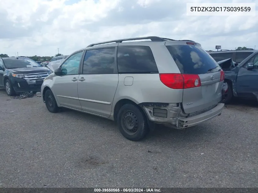 5TDZK23C17S039559 2007 Toyota Sienna Le