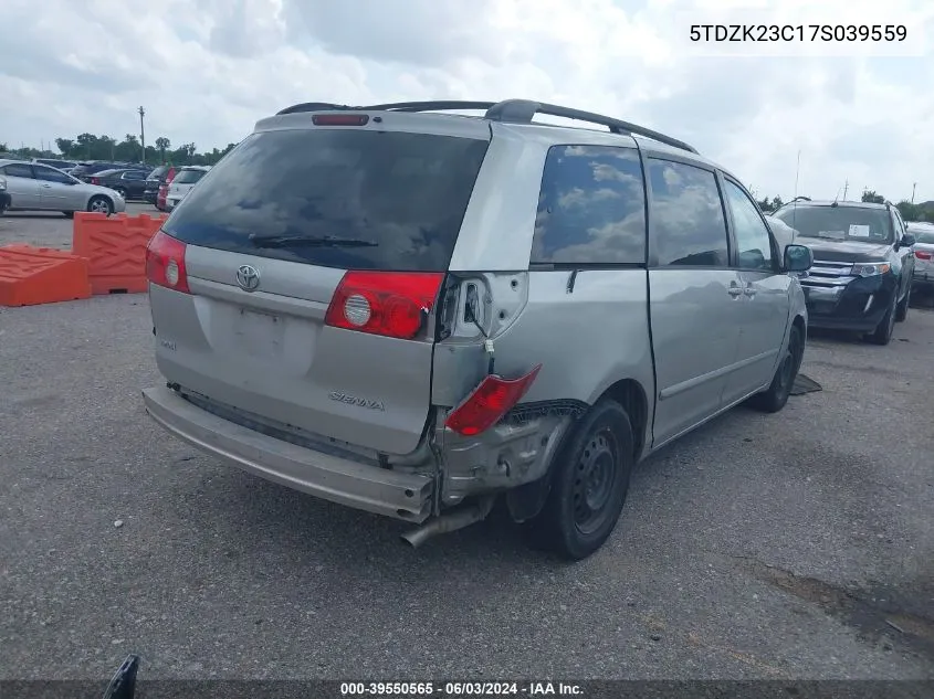 5TDZK23C17S039559 2007 Toyota Sienna Le