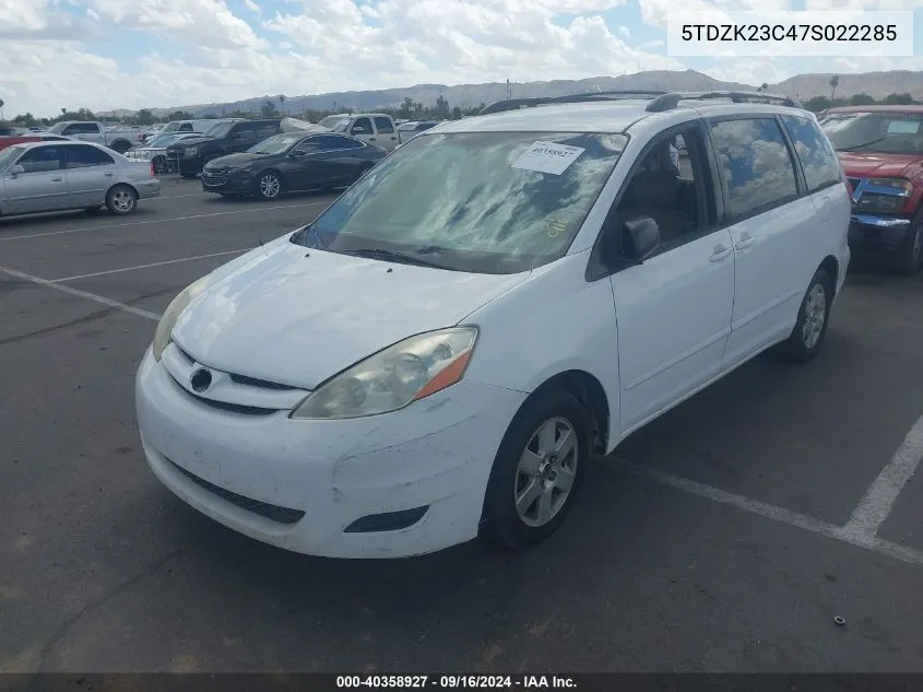 5TDZK23C47S022285 2007 Toyota Sienna Le