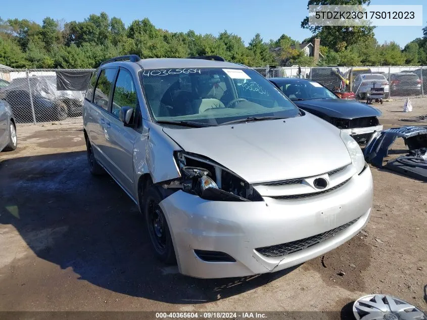 2007 Toyota Sienna Le VIN: 5TDZK23C17S012023 Lot: 40365604