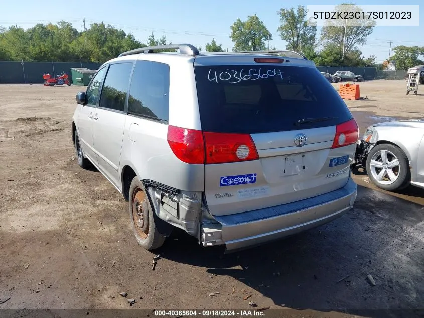 2007 Toyota Sienna Le VIN: 5TDZK23C17S012023 Lot: 40365604