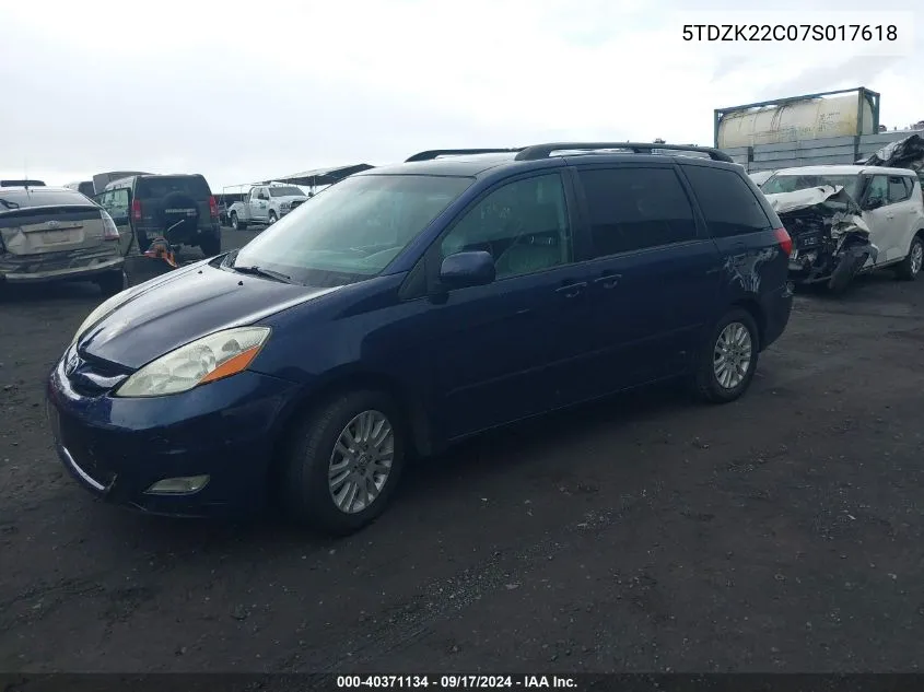 5TDZK22C07S017618 2007 Toyota Sienna Xle