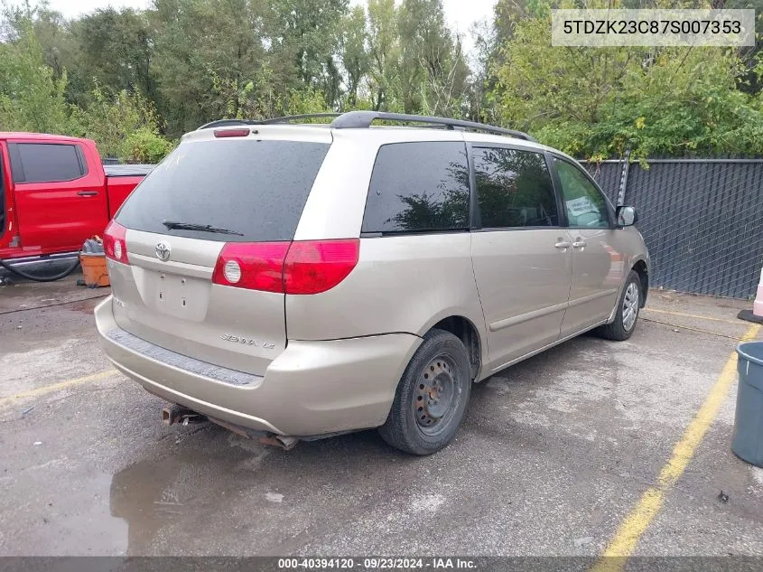 5TDZK23C87S007353 2007 Toyota Sienna Le