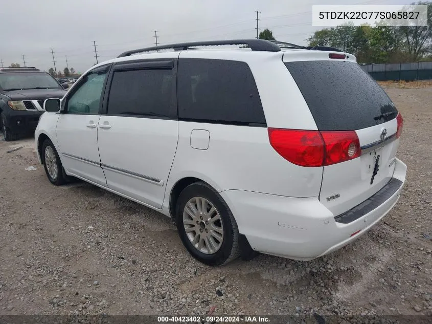 5TDZK22C77S065827 2007 Toyota Sienna Xle Limited