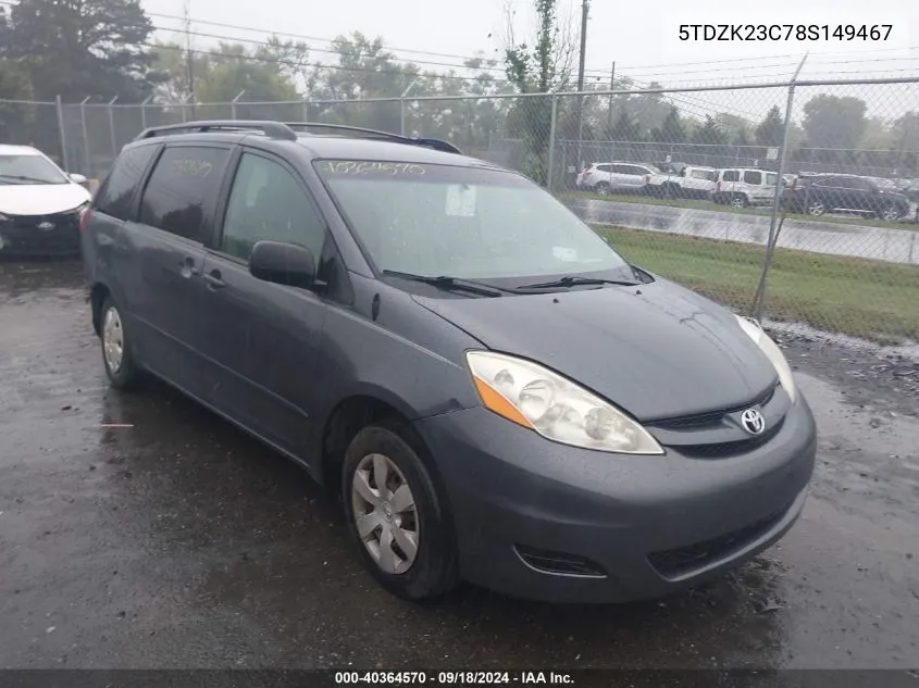 5TDZK23C78S149467 2008 Toyota Sienna Ce/Le