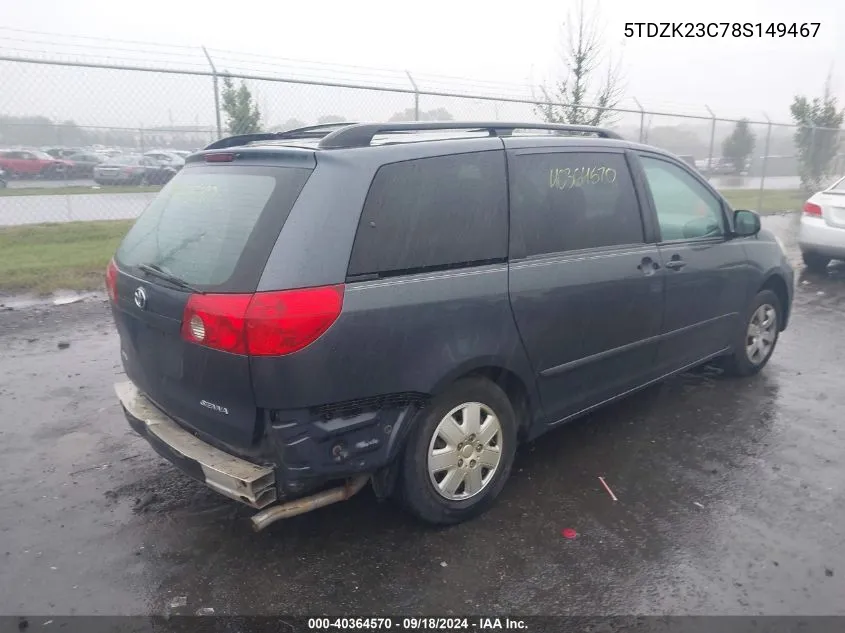 5TDZK23C78S149467 2008 Toyota Sienna Ce/Le