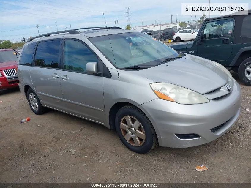 5TDZK22C78S115725 2008 Toyota Sienna Xle