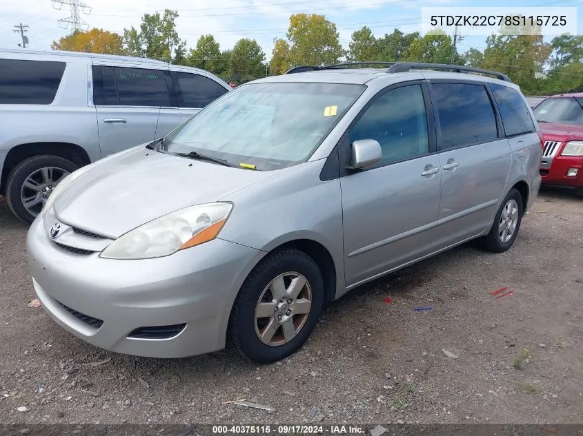 5TDZK22C78S115725 2008 Toyota Sienna Xle