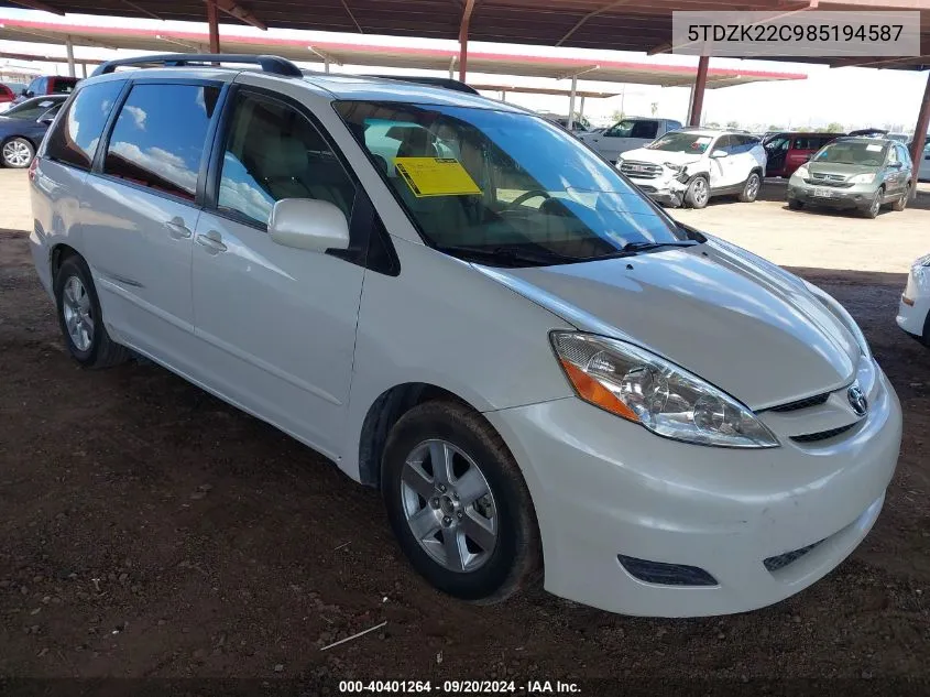 5TDZK22C985194587 2008 Toyota Sienna Xle