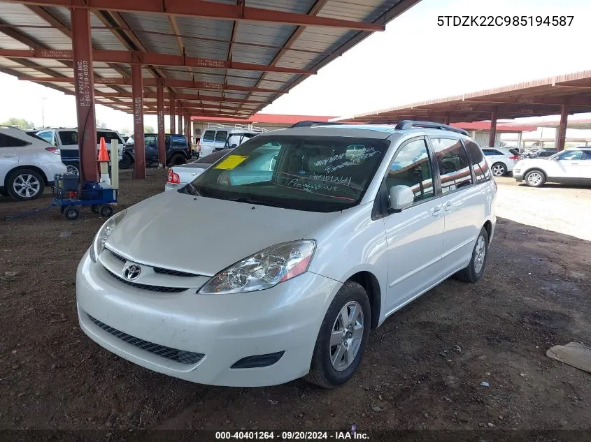 5TDZK22C985194587 2008 Toyota Sienna Xle