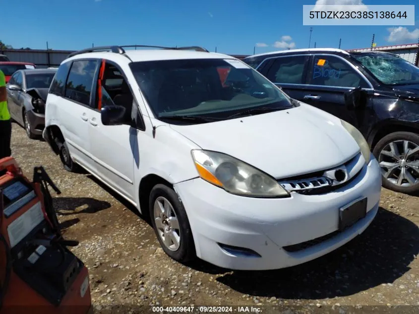 5TDZK23C38S138644 2008 Toyota Sienna Le