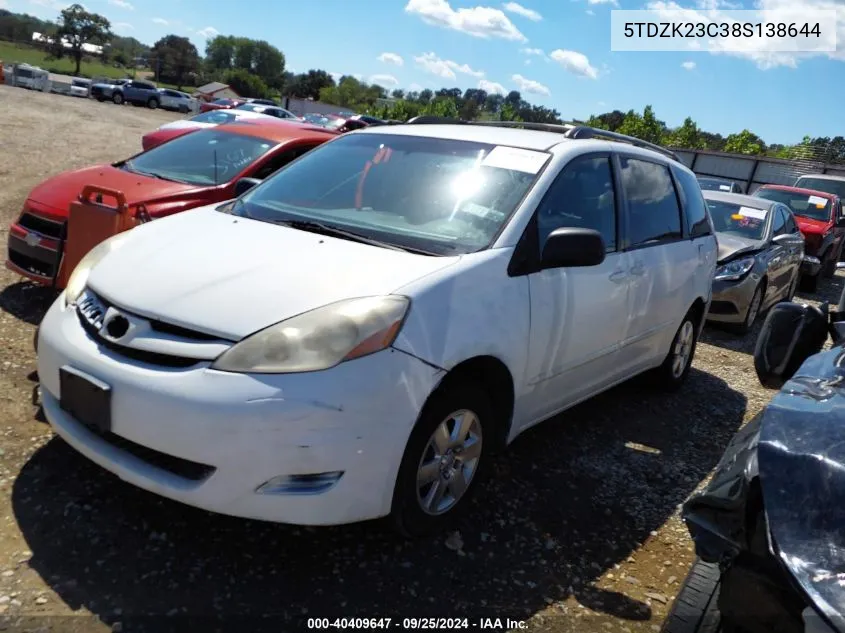 5TDZK23C38S138644 2008 Toyota Sienna Le