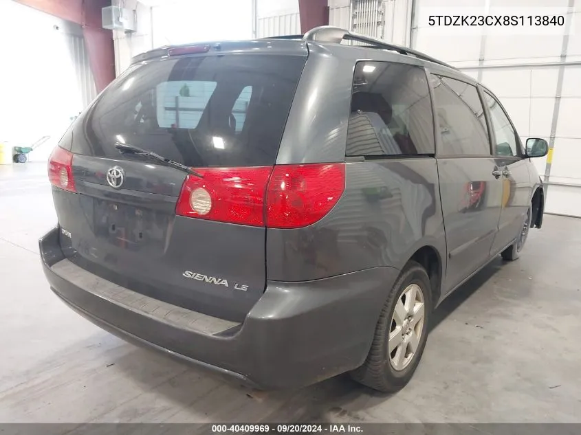 5TDZK23CX8S113840 2008 Toyota Sienna Le