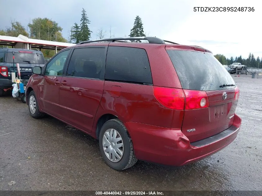 5TDZK23C89S248736 2009 Toyota Sienna Le