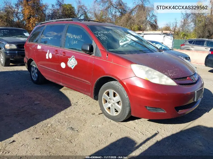 5TDKK4CCXAS329562 2010 Toyota Sienna Le