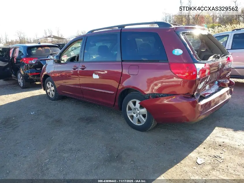 5TDKK4CCXAS329562 2010 Toyota Sienna Le