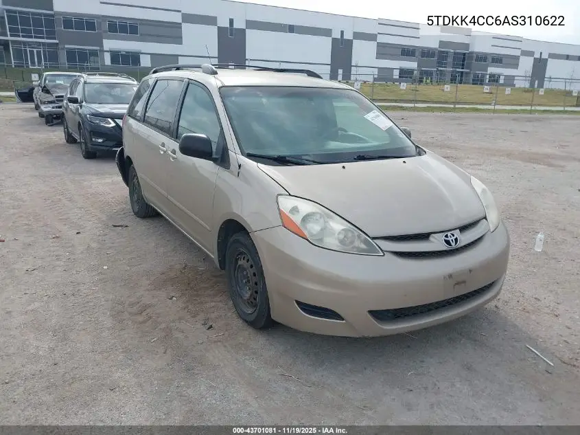 5TDKK4CC6AS310622 2010 Toyota Sienna Le