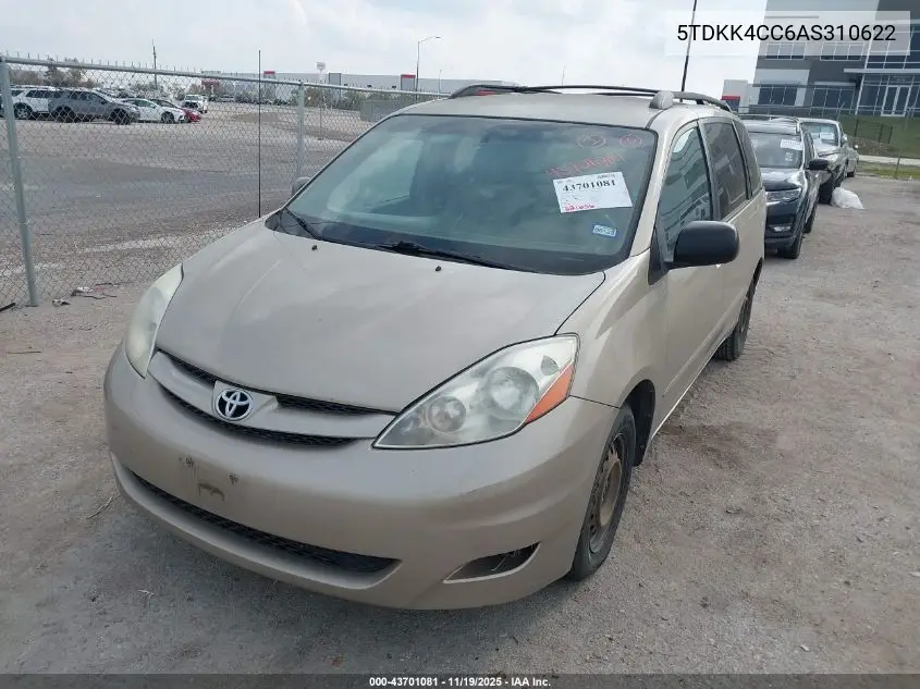 5TDKK4CC6AS310622 2010 Toyota Sienna Le