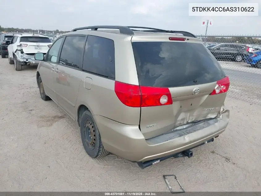 5TDKK4CC6AS310622 2010 Toyota Sienna Le