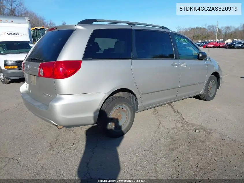 5TDKK4CC2AS320919 2010 Toyota Sienna Le