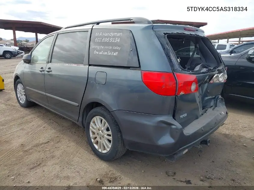 5TDYK4CC5AS318334 2010 Toyota Sienna Xle