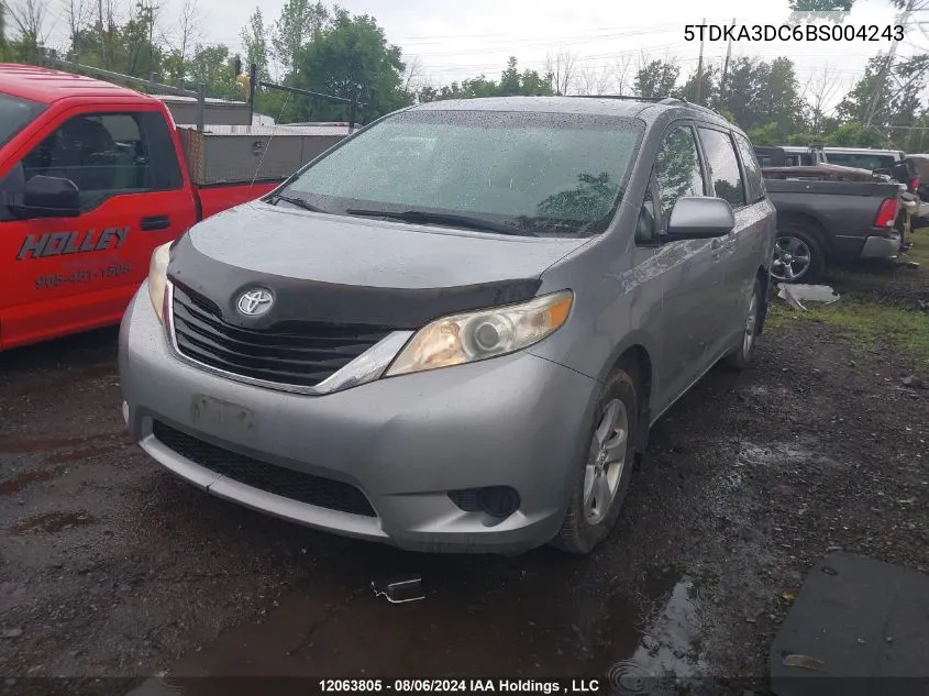 5TDKA3DC6BS004243 2011 Toyota Sienna Le