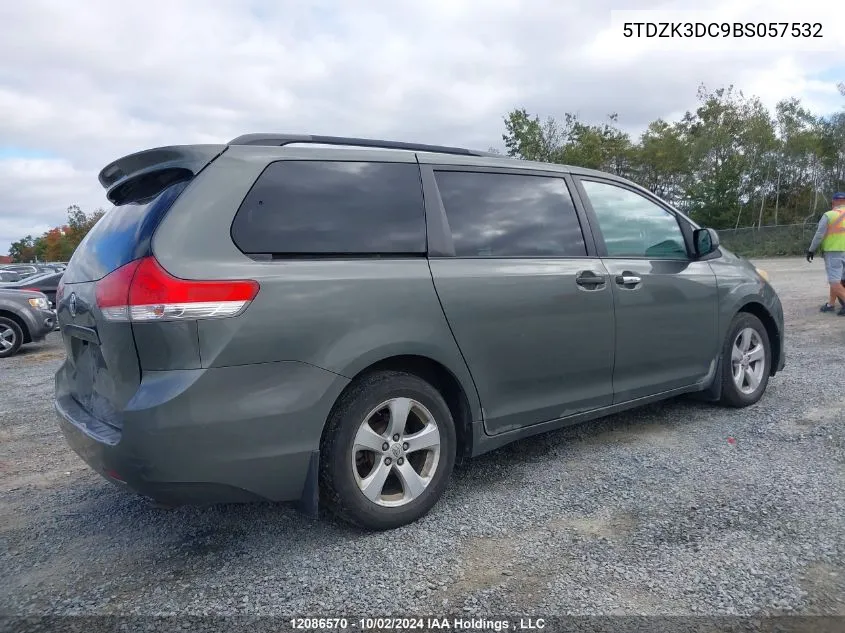 5TDZK3DC9BS057532 2011 Toyota Sienna V6 7 Passenger