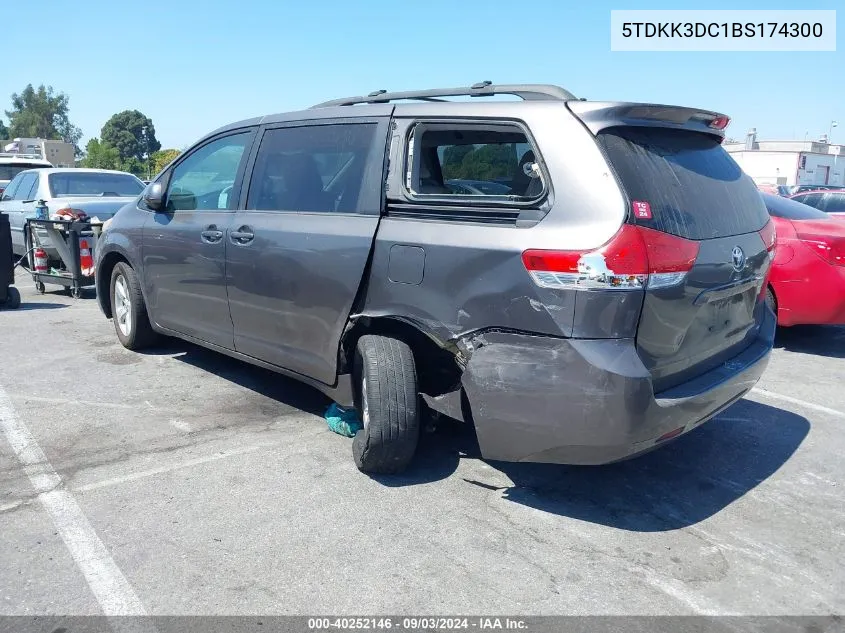 2011 Toyota Sienna Le V6 VIN: 5TDKK3DC1BS174300 Lot: 40252146