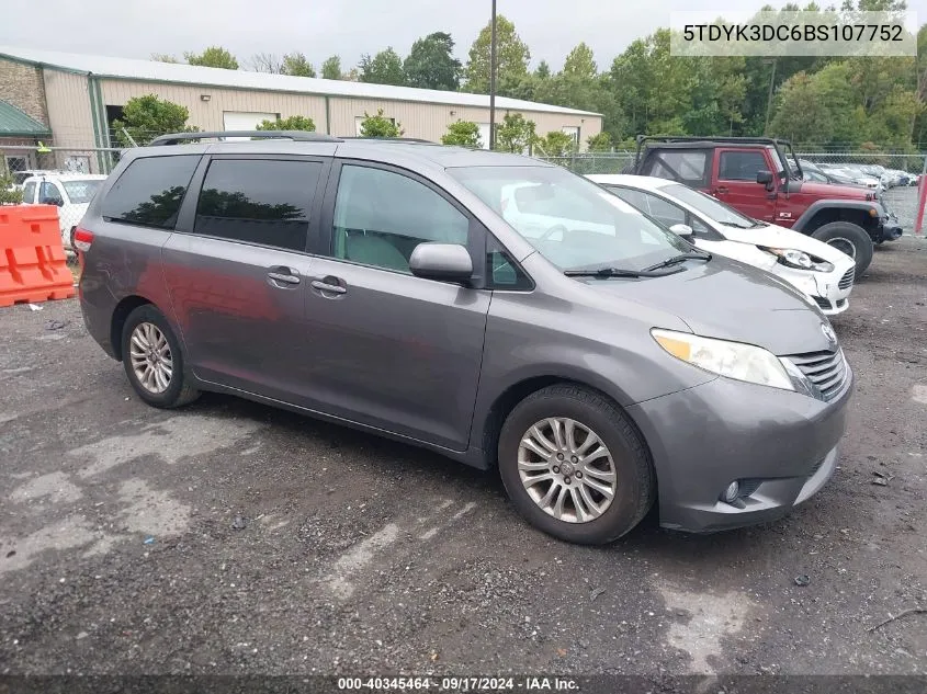 2011 Toyota Sienna Xle V6 VIN: 5TDYK3DC6BS107752 Lot: 40345464