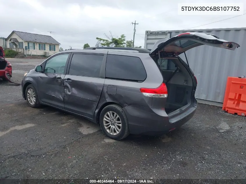 2011 Toyota Sienna Xle V6 VIN: 5TDYK3DC6BS107752 Lot: 40345464