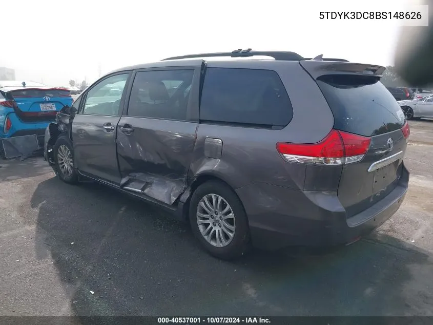 5TDYK3DC8BS148626 2011 Toyota Sienna Xle V6