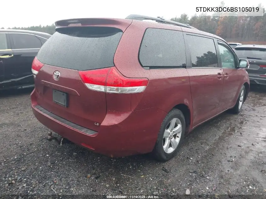 5TDKK3DC6BS105019 2011 Toyota Sienna Le V6