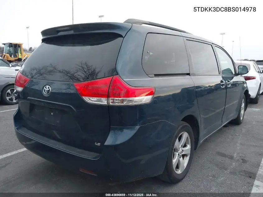 5TDKK3DC8BS014978 2011 Toyota Sienna Le V6
