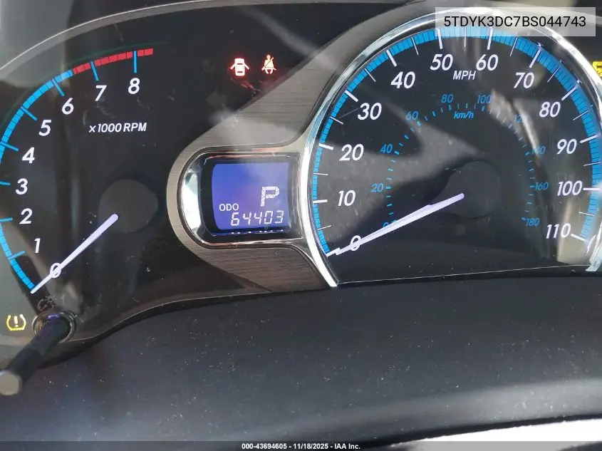 5TDYK3DC7BS044743 2011 Toyota Sienna Xle V6