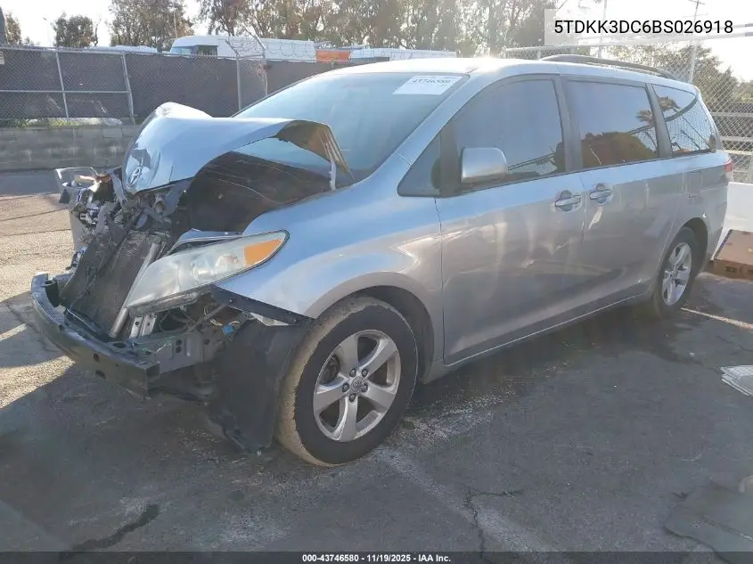 5TDKK3DC6BS026918 2011 Toyota Sienna Le V6