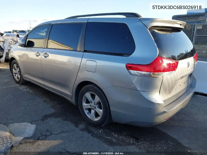 5TDKK3DC6BS026918 2011 Toyota Sienna Le V6