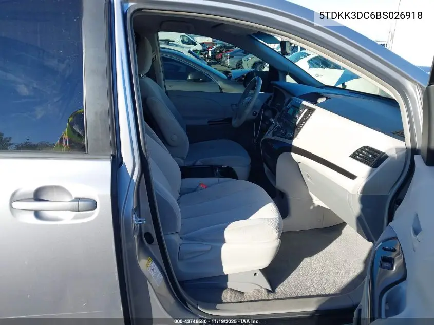 5TDKK3DC6BS026918 2011 Toyota Sienna Le V6