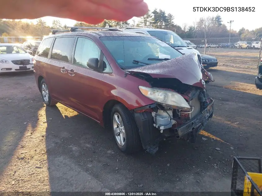 5TDKK3DC9BS138452 2011 Toyota Sienna Le V6